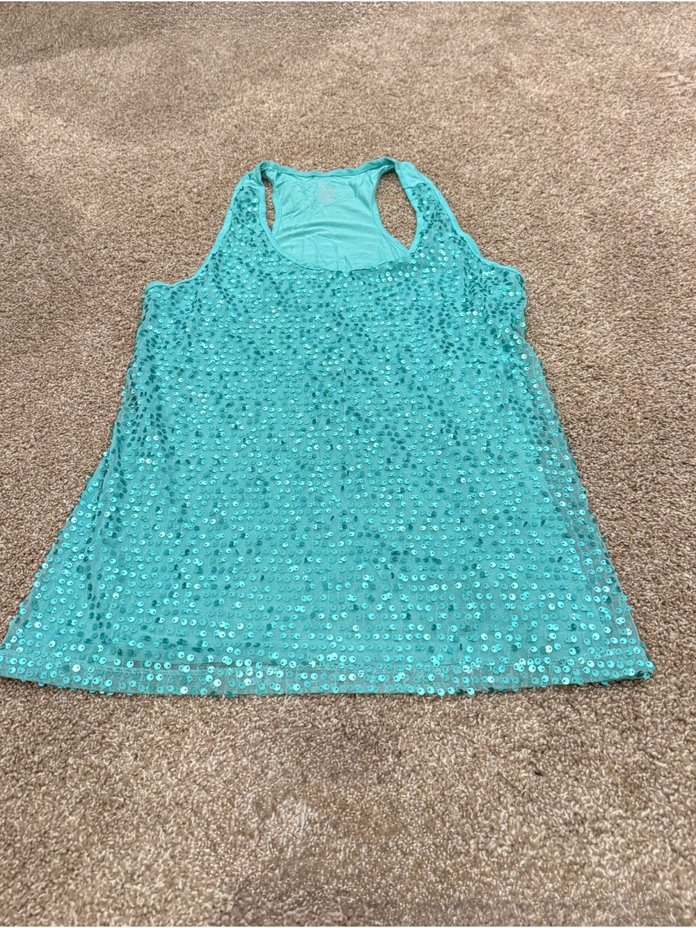 Mossimo Supply Co. Turquoise Sequin Racerback Tank
